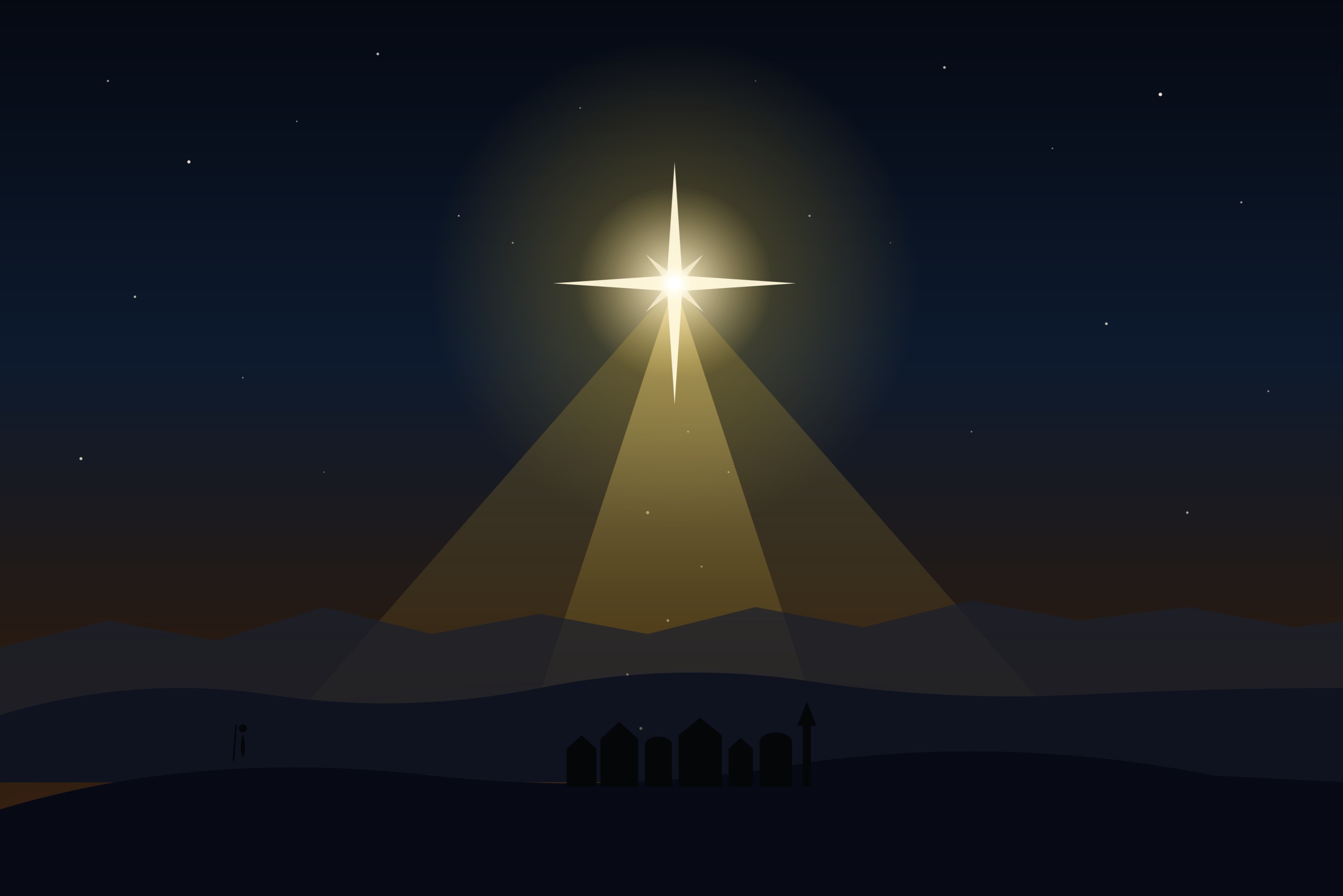 Jesus — God came to earth, seated at the empty tomb with three crosses visible